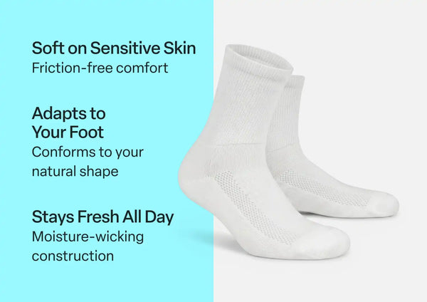 Padded Sole Diabetic Socks - White