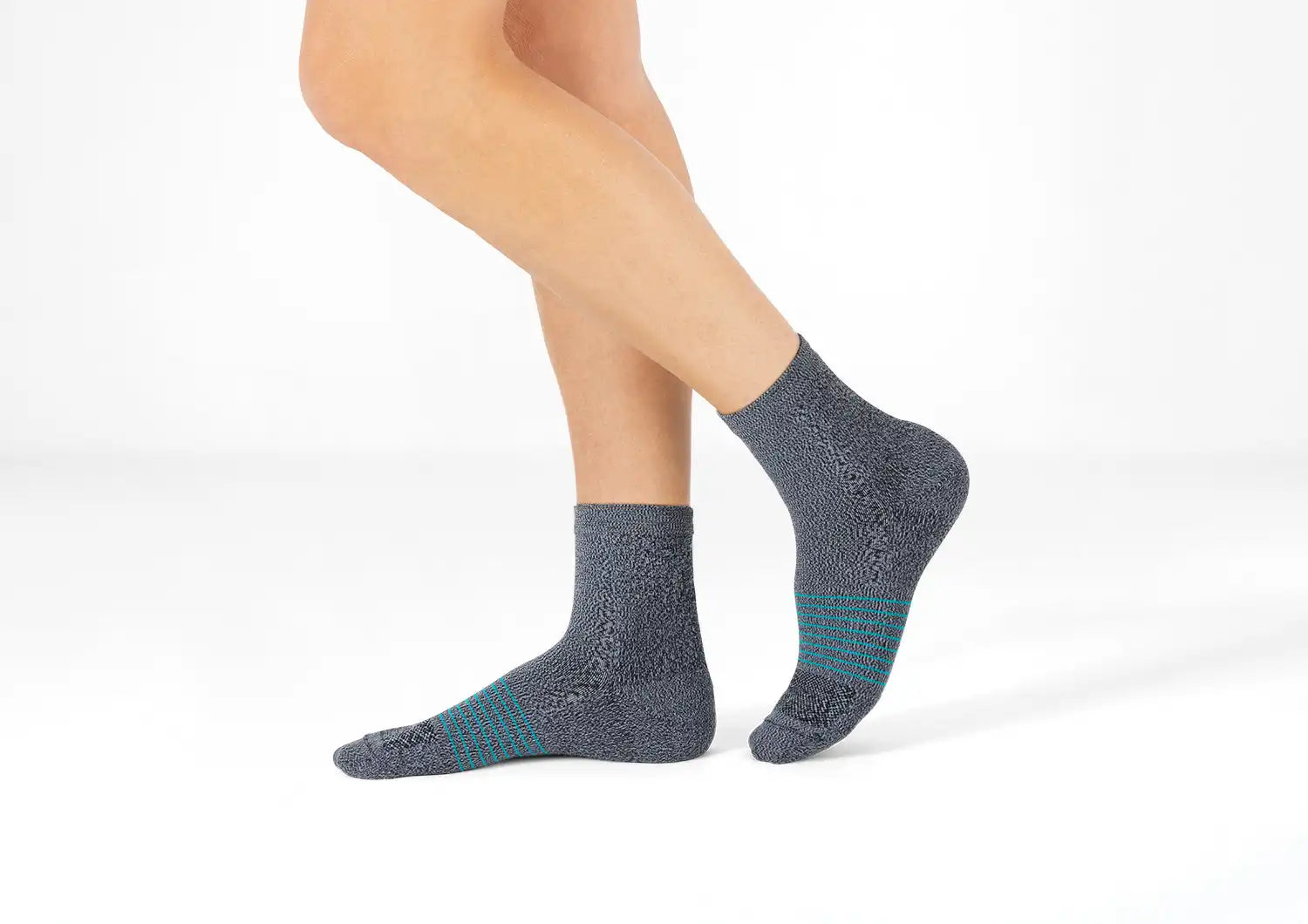 Compression Ankle Socks 20-30 mmHg - Gray/Teal Stripe Secondary image